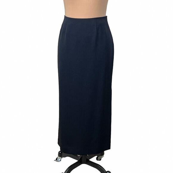 Geoffrey Beene Sport Midi Skirt Size 8P Straight Side Slits Black Polyester Zip - Picture 1 of 9